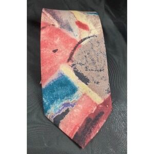 Lorenzo Selini Men's Silk Necktie Pastels Pink Blue Cream Geometric Vintage